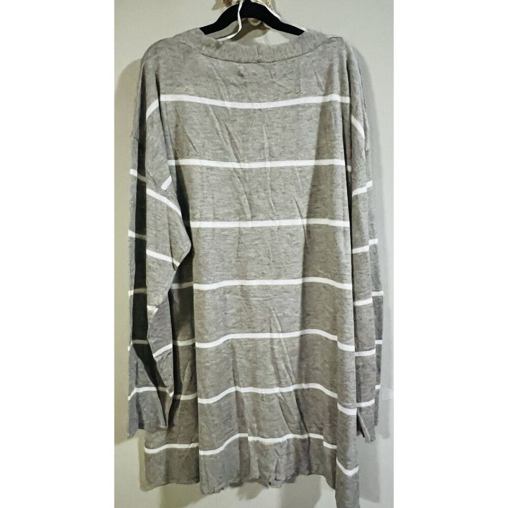 NEW Bloomchic Heather Gray 18-20 Button Up Sweater 3/4 Sleeve SOFT Stretch Long - Picture 2 of 5